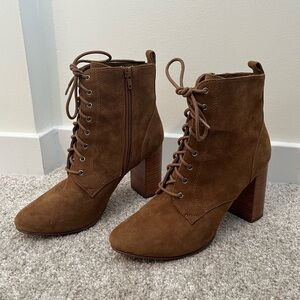 Treasure & Bond Suede Lace-Up Heeled Booties